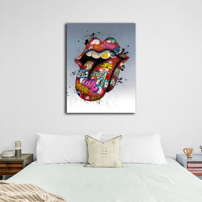 Graffiti lips Canvas Wall Art Print