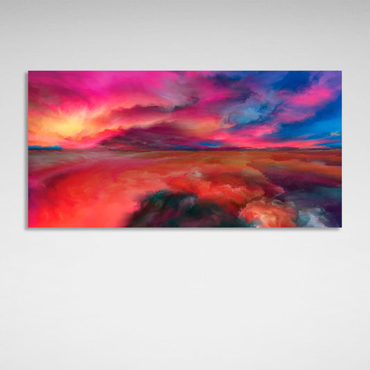 Abstraction rainbow clouds of bright colors Abstraction Canvas Wall Art Print