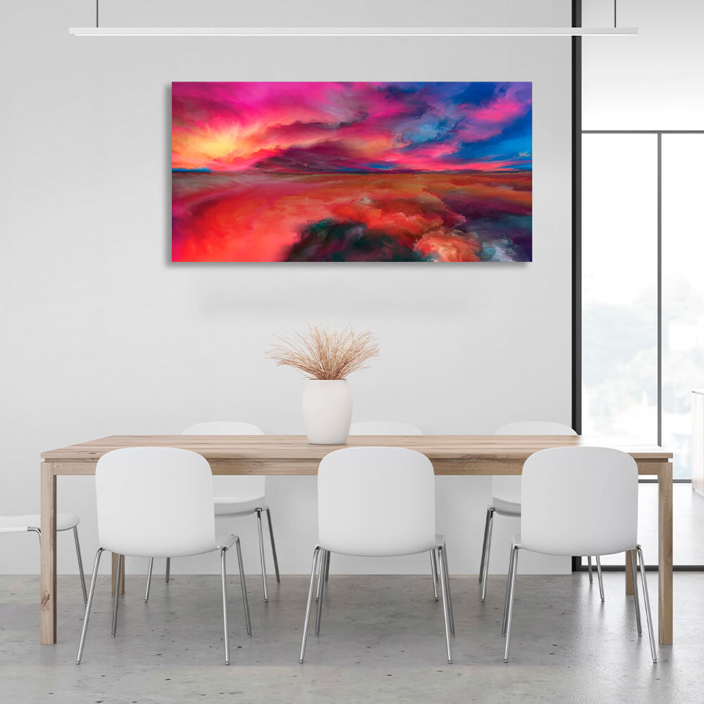 Abstraction rainbow clouds of bright colors Abstraction Canvas Wall Art Print