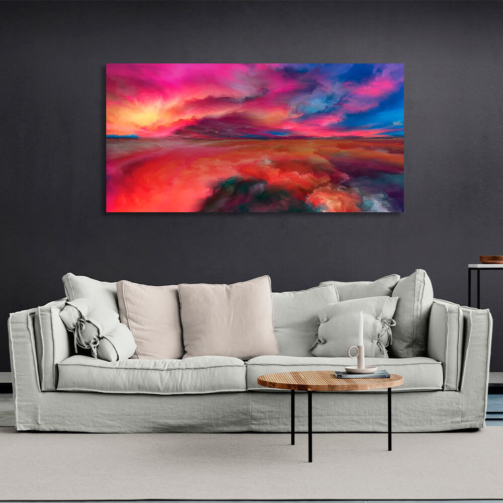 Abstraction rainbow clouds of bright colors Abstraction Canvas Wall Art Print