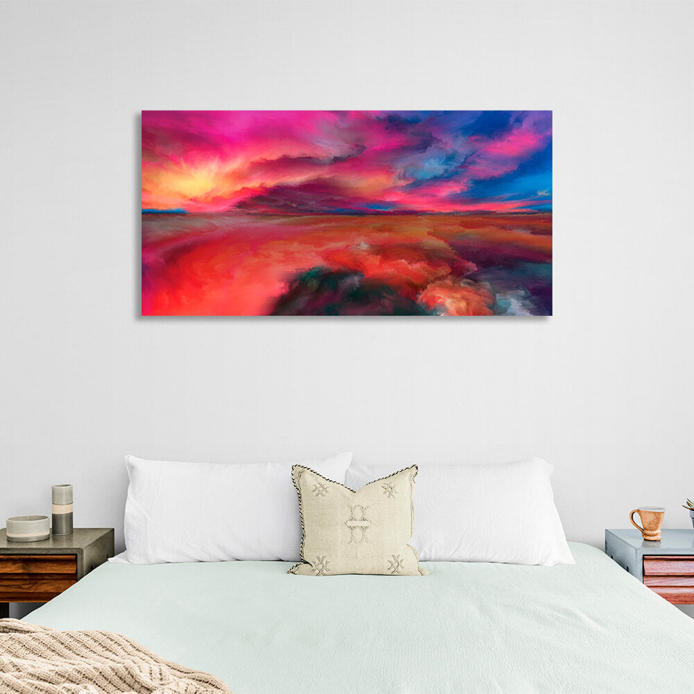 Abstraction rainbow clouds of bright colors Abstraction Canvas Wall Art Print