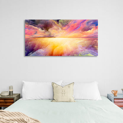 Abstraction around bright yellow glow bright clouds Abstraction Canvas Wall Art Print