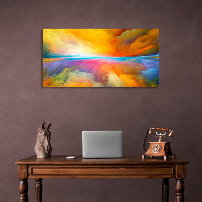 Cloudy horizontal abstract in multicolored colors Abstraction Canvas Wall Art Print