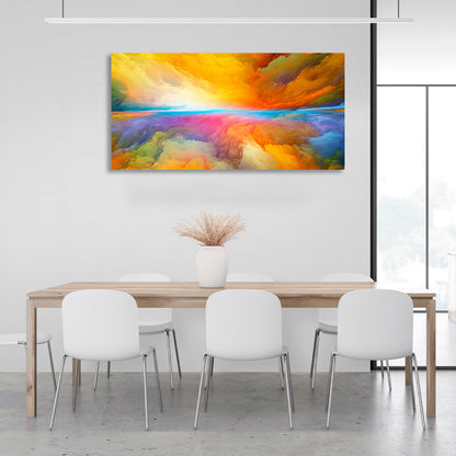 Cloudy horizontal abstract in multicolored colors Abstraction Canvas Wall Art Print