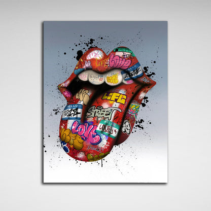 Graffiti lips Canvas Wall Art Print