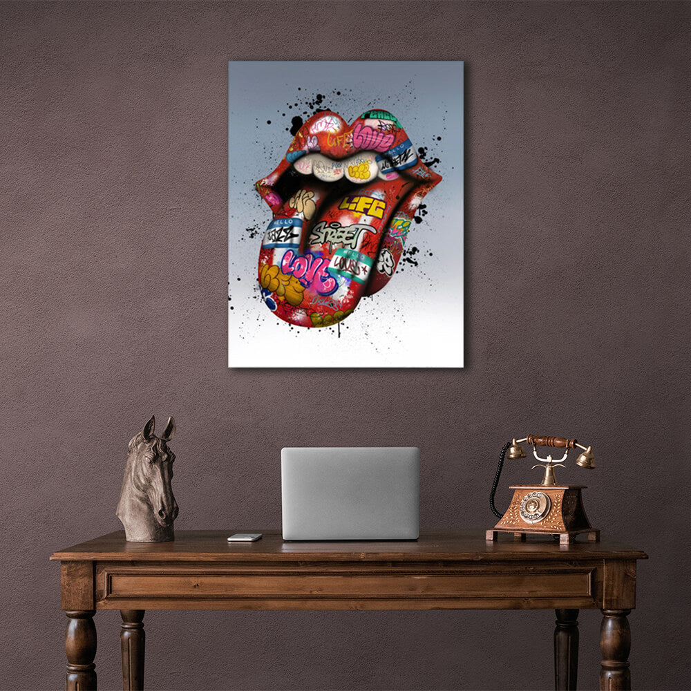 Graffiti lips Canvas Wall Art Print