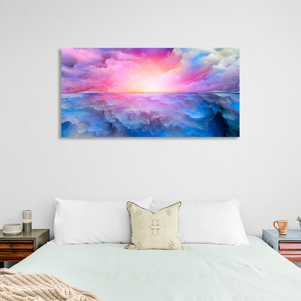 Abstraction in blue and pink colors Abstraction Canvas Wall Art Print