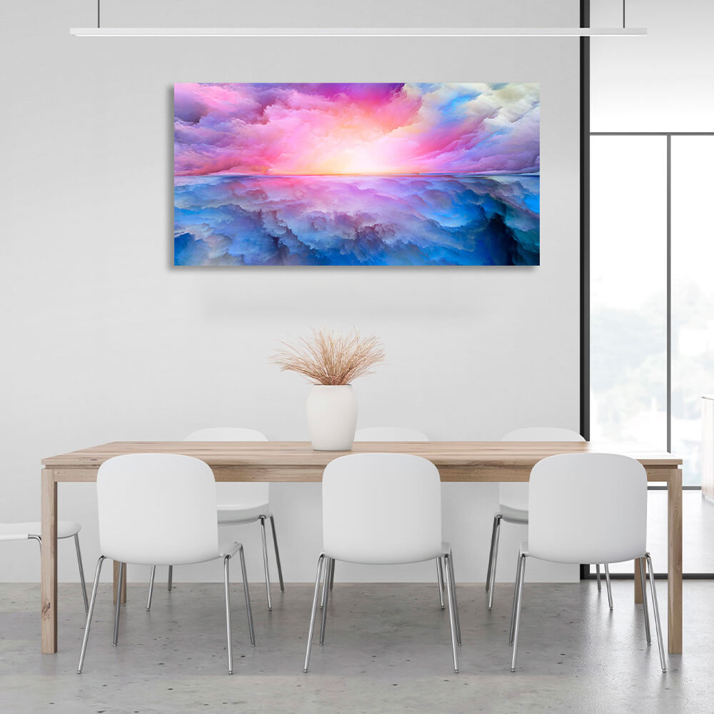 Abstraction in blue and pink colors Abstraction Canvas Wall Art Print