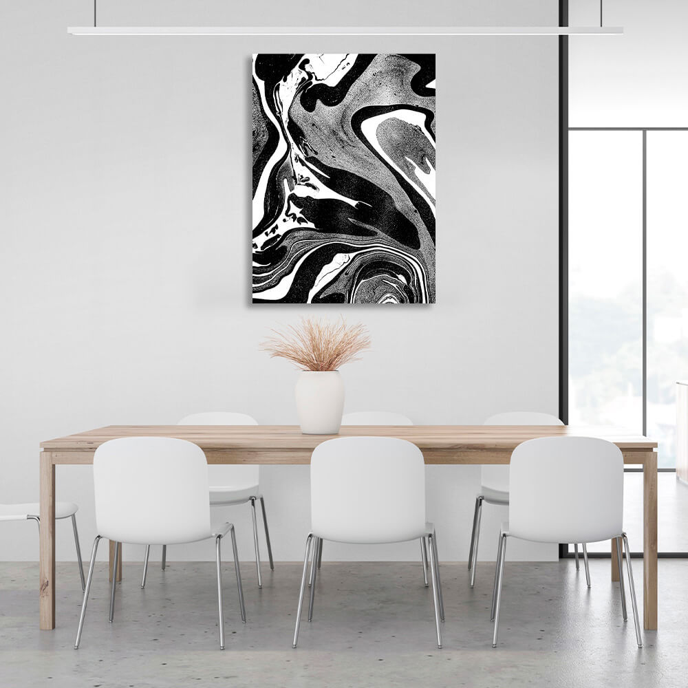 Abstraction black, white and gray Abstraction Canvas Wall Art Print