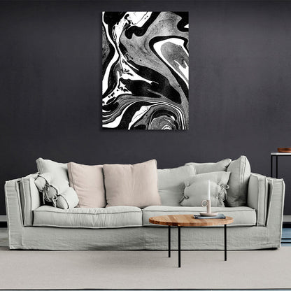 Abstraction black, white and gray Abstraction Canvas Wall Art Print