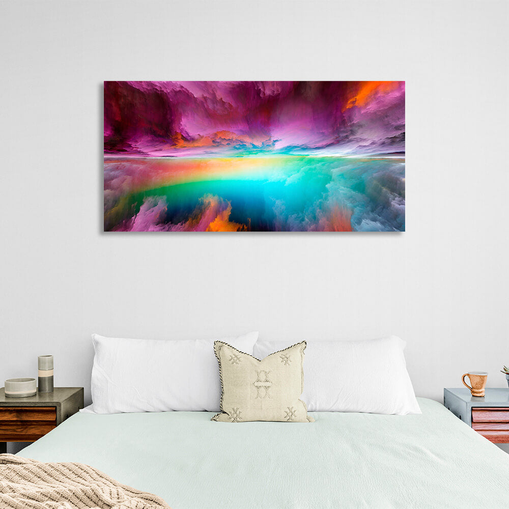 Abstraction in purple red and turquoise Abstraction Canvas Wall Art Print