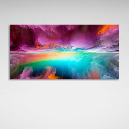 Abstraction in purple red and turquoise Abstraction Canvas Wall Art Print