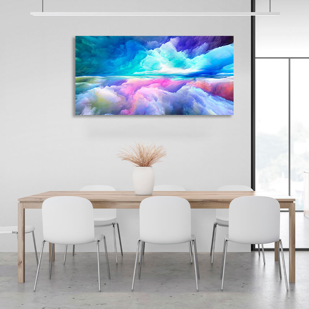 Abstraction in blue purple and pink Abstraction Canvas Wall Art Print