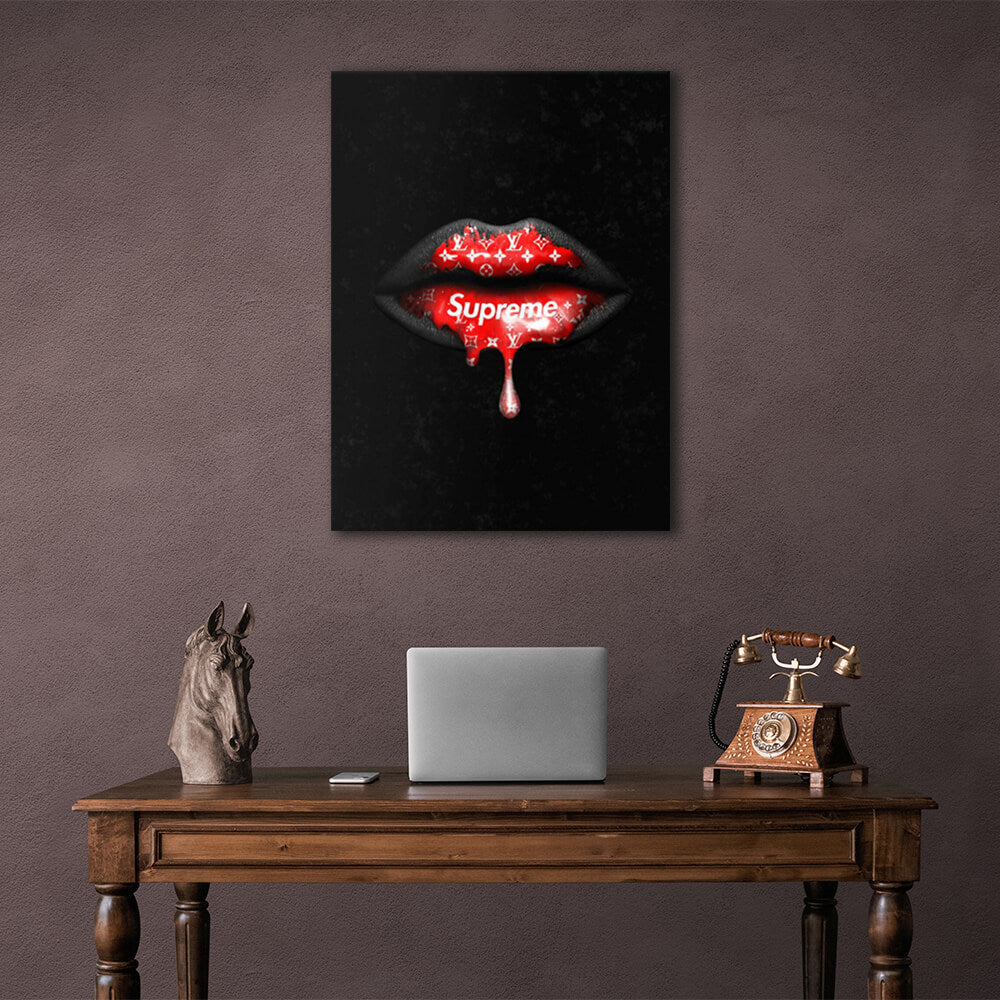 Supreme lips Canvas Wall Art Print