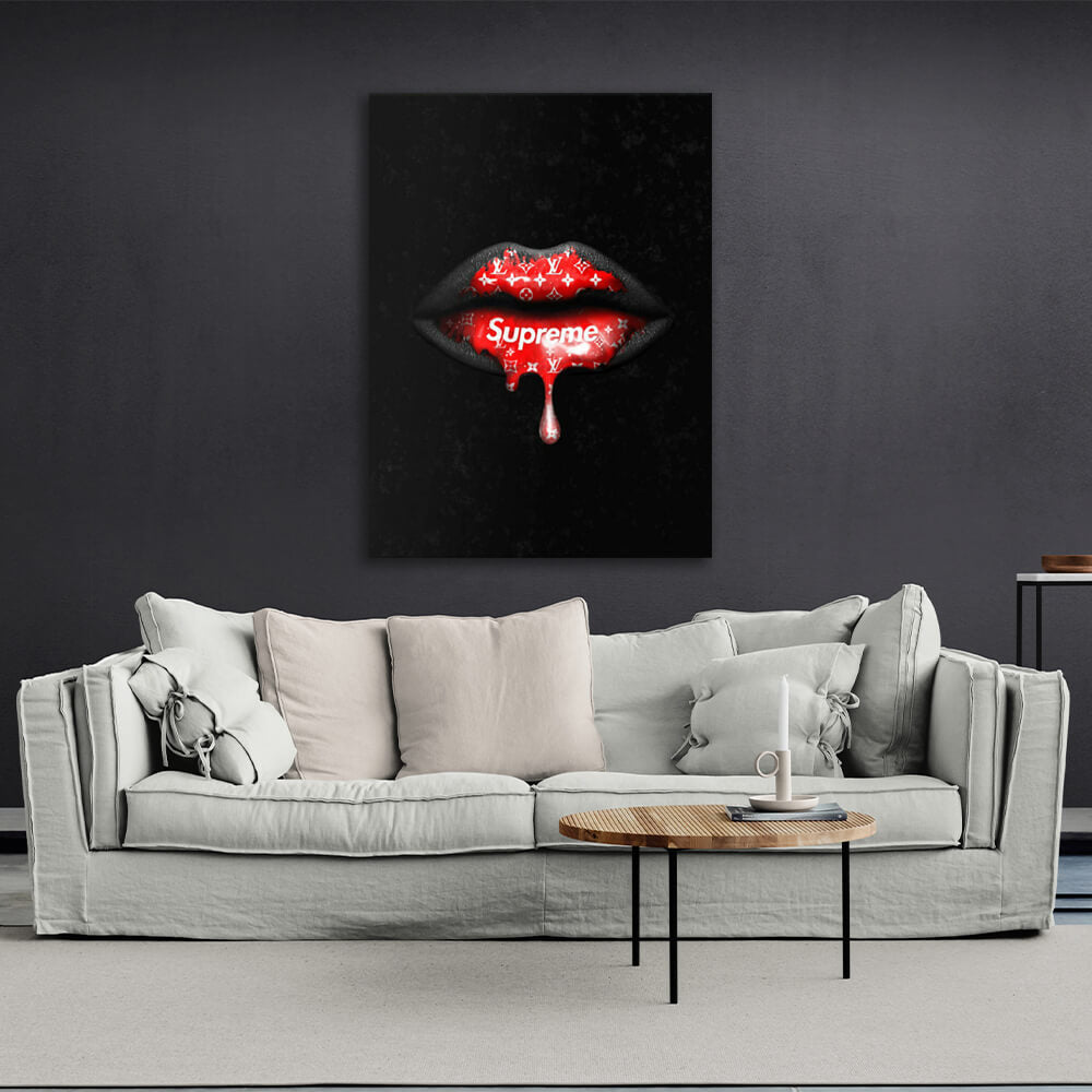 Supreme lips Canvas Wall Art Print