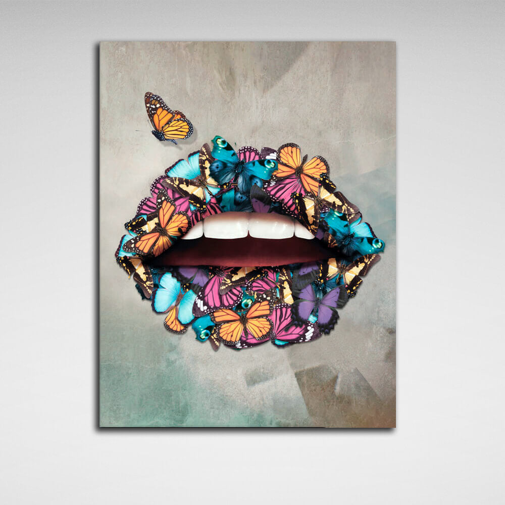 Butterfly lips Canvas Wall Art Print