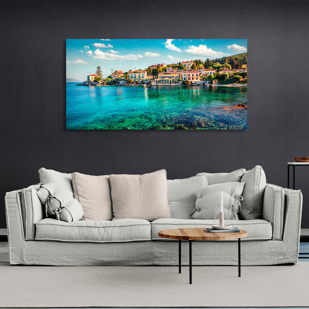 A town near the sea with clear water Canvas Wall Art Print