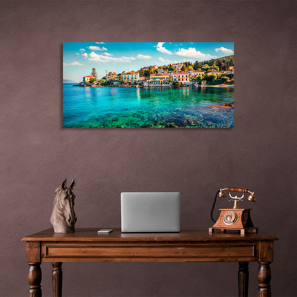 A town near the sea with clear water Canvas Wall Art Print