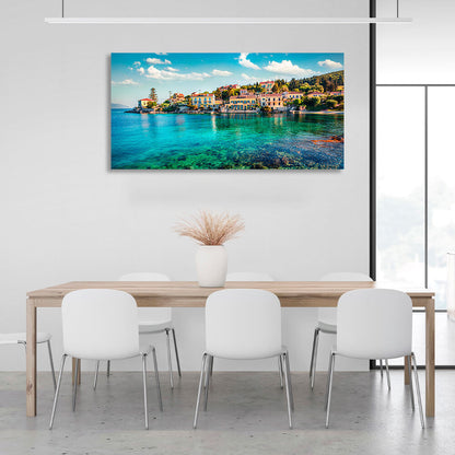 A town near the sea with clear water Canvas Wall Art Print