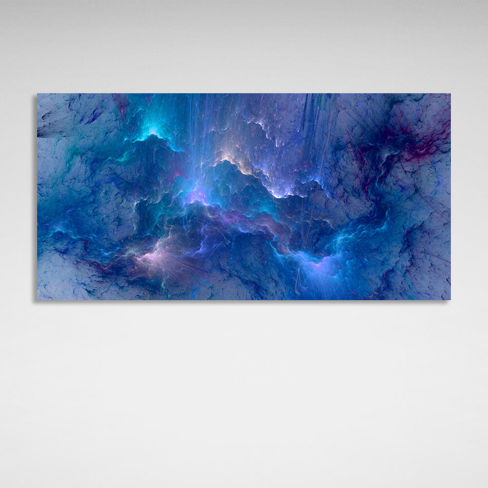 Abstraction in blue and cyan Abstraction Canvas Wall Art Print