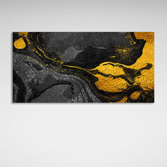 Abstraction in gold, black and gray Abstraction Canvas Wall Art Print