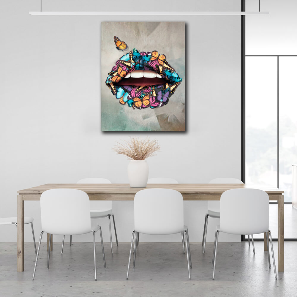 Butterfly lips Canvas Wall Art Print