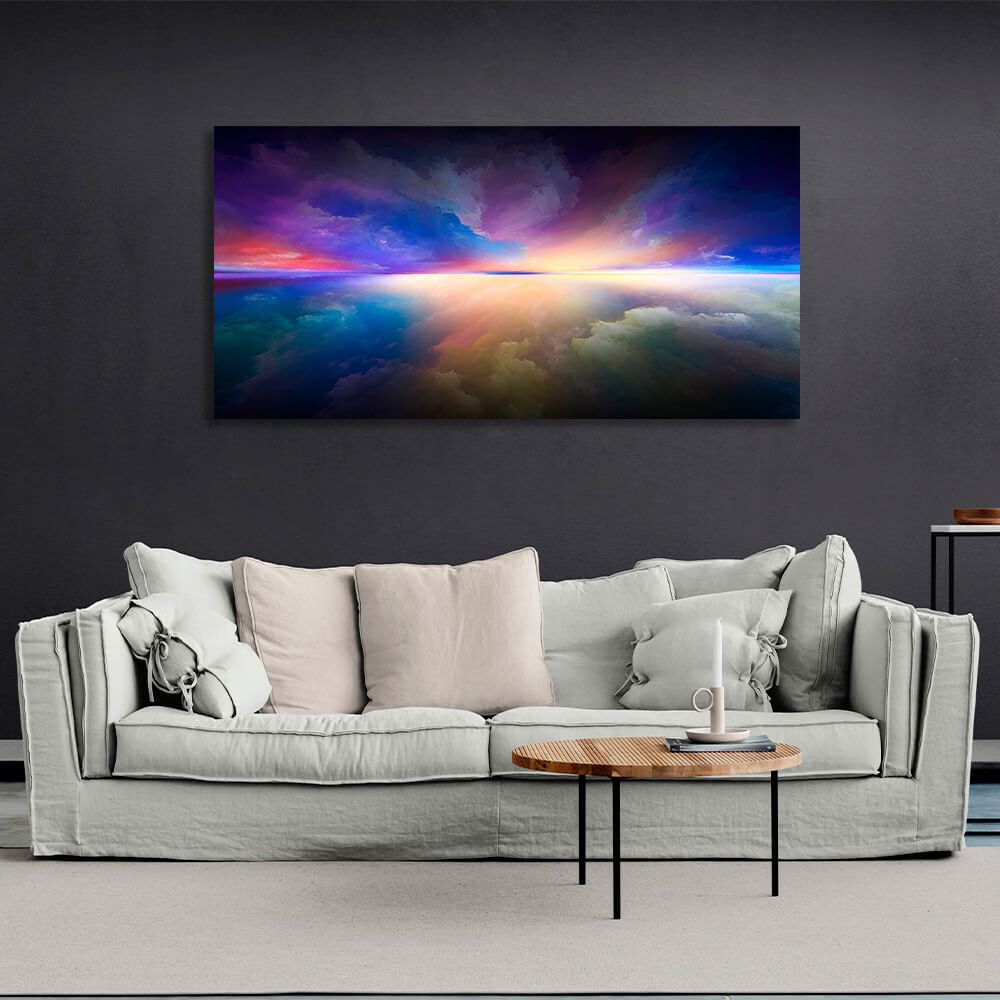 Abstraction in dark colors with bright hues in the center Abstraction Canvas Wall Art Print