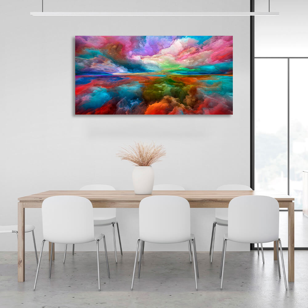 Abstraction in bright rainbow colors Abstraction Canvas Wall Art Print