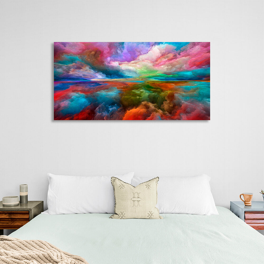 Abstraction in bright rainbow colors Abstraction Canvas Wall Art Print