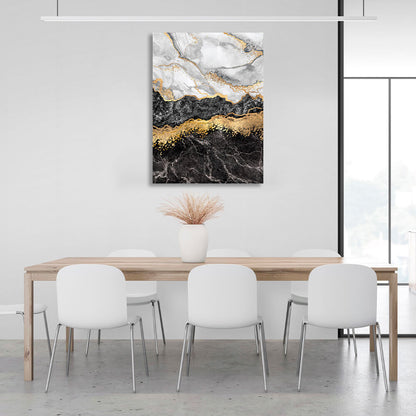 Abstraction in white gold and black Abstraction Canvas Wall Art Print