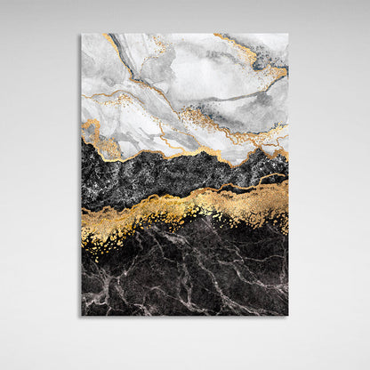 Abstraction in white gold and black Abstraction Canvas Wall Art Print