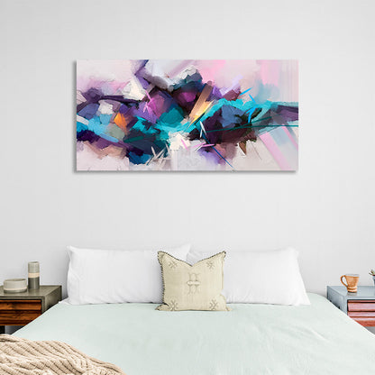 Abstraction strokes of beige and purple Abstraction Canvas Wall Art Print