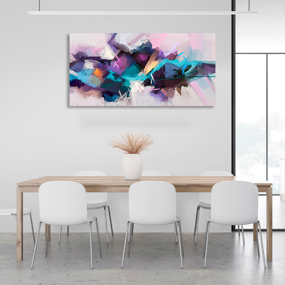 Abstraction strokes of beige and purple Abstraction Canvas Wall Art Print