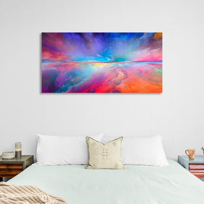 Abstraction in the color blue red orange Abstraction Canvas Wall Art Print