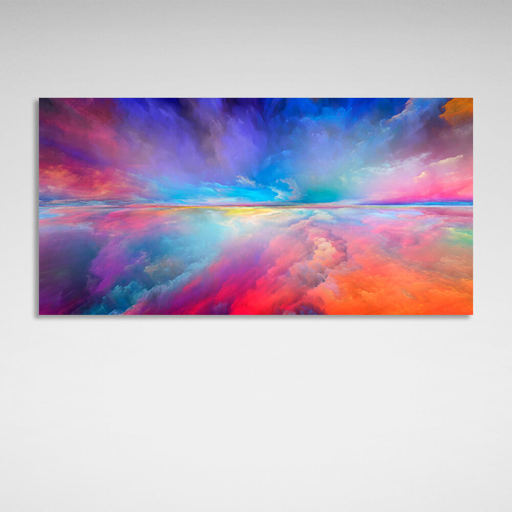 Abstraction in the color blue red orange Abstraction Canvas Wall Art Print