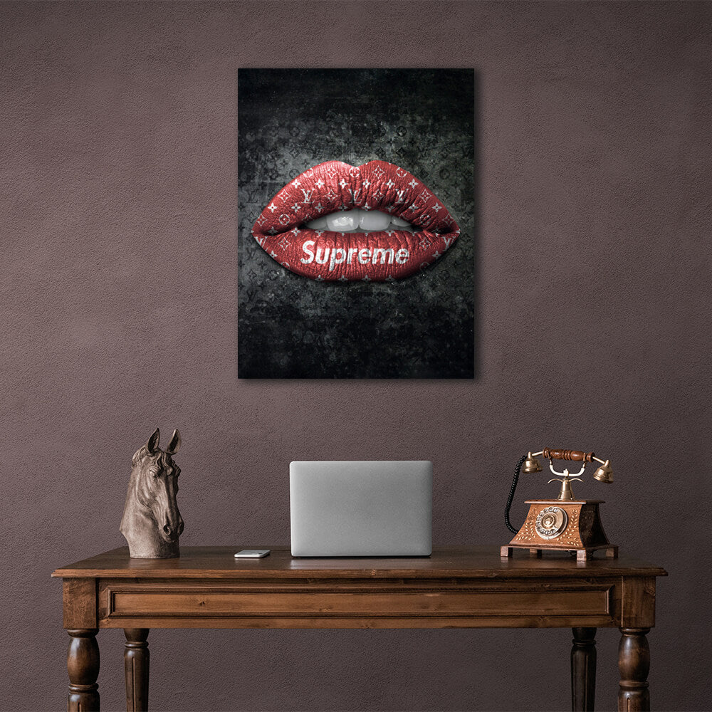 Lips LV Red Canvas Wall Art Print