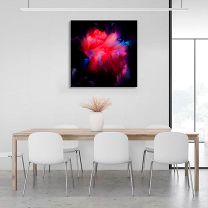 Abstraction in red and blue colors on a black background. Abstraction Canvas Wall Art Print