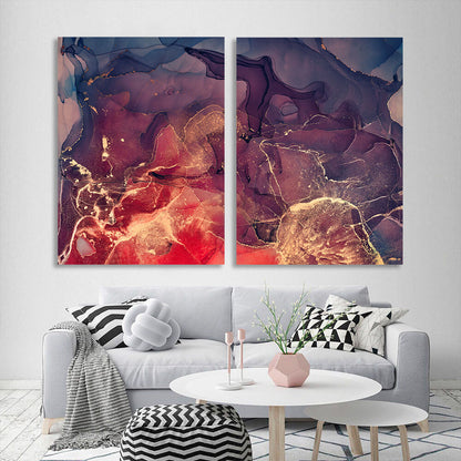 Modular red abstract with dark purple hues Multi Panel Canvas Wall Art Print