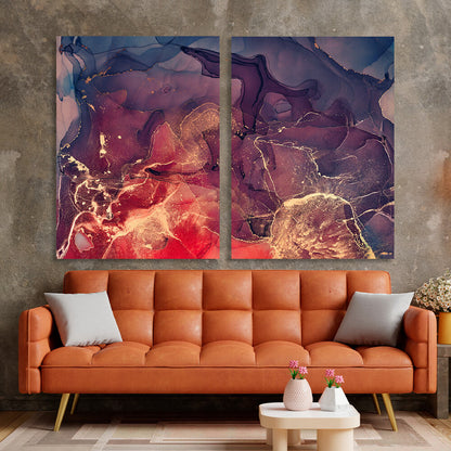 Modular red abstract with dark purple hues Multi Panel Canvas Wall Art Print