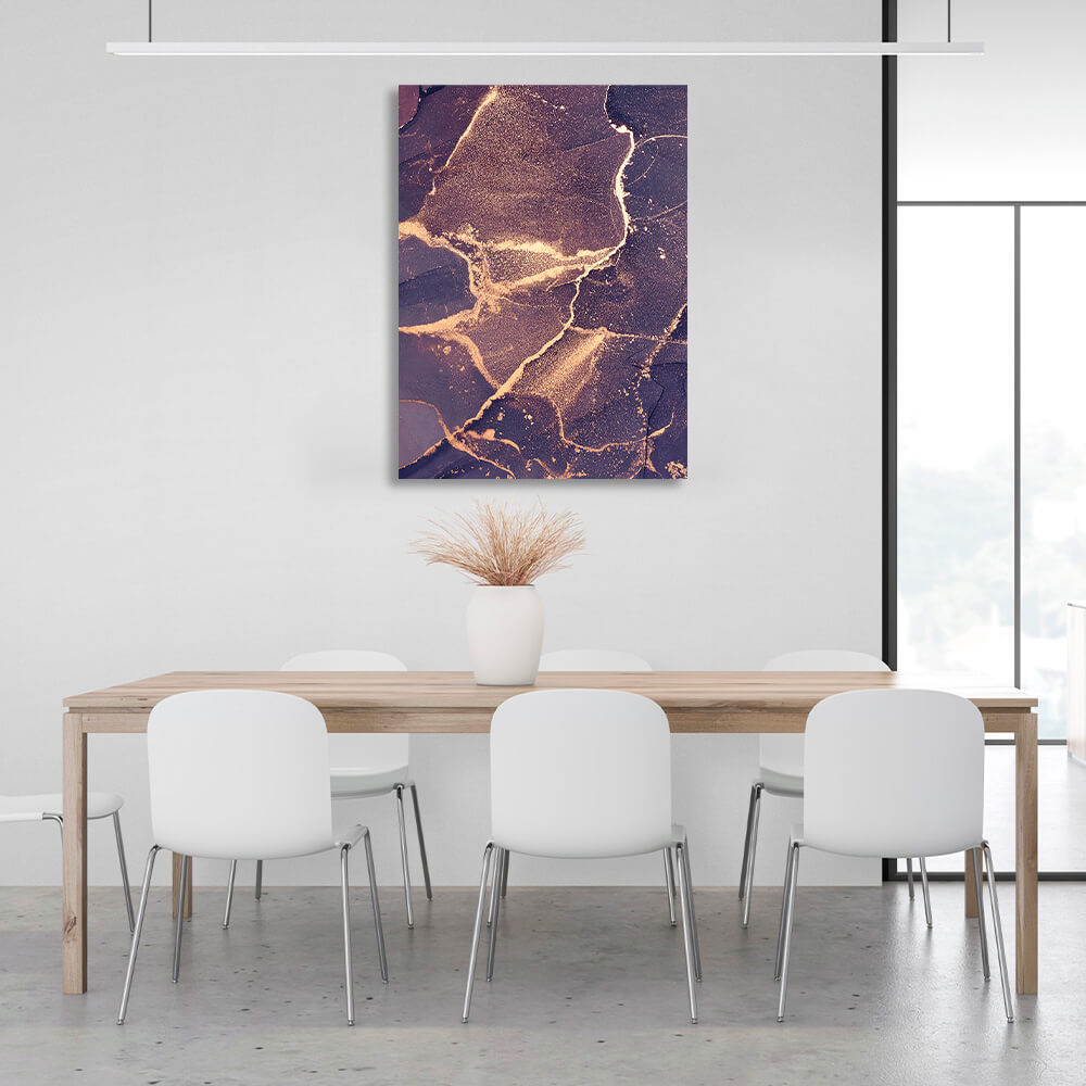 Gently purple abstract with gold lines Abstraction Canvas Wall Art Print