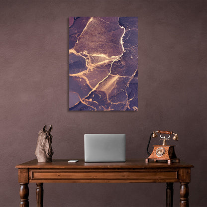 Gently purple abstract with gold lines Abstraction Canvas Wall Art Print