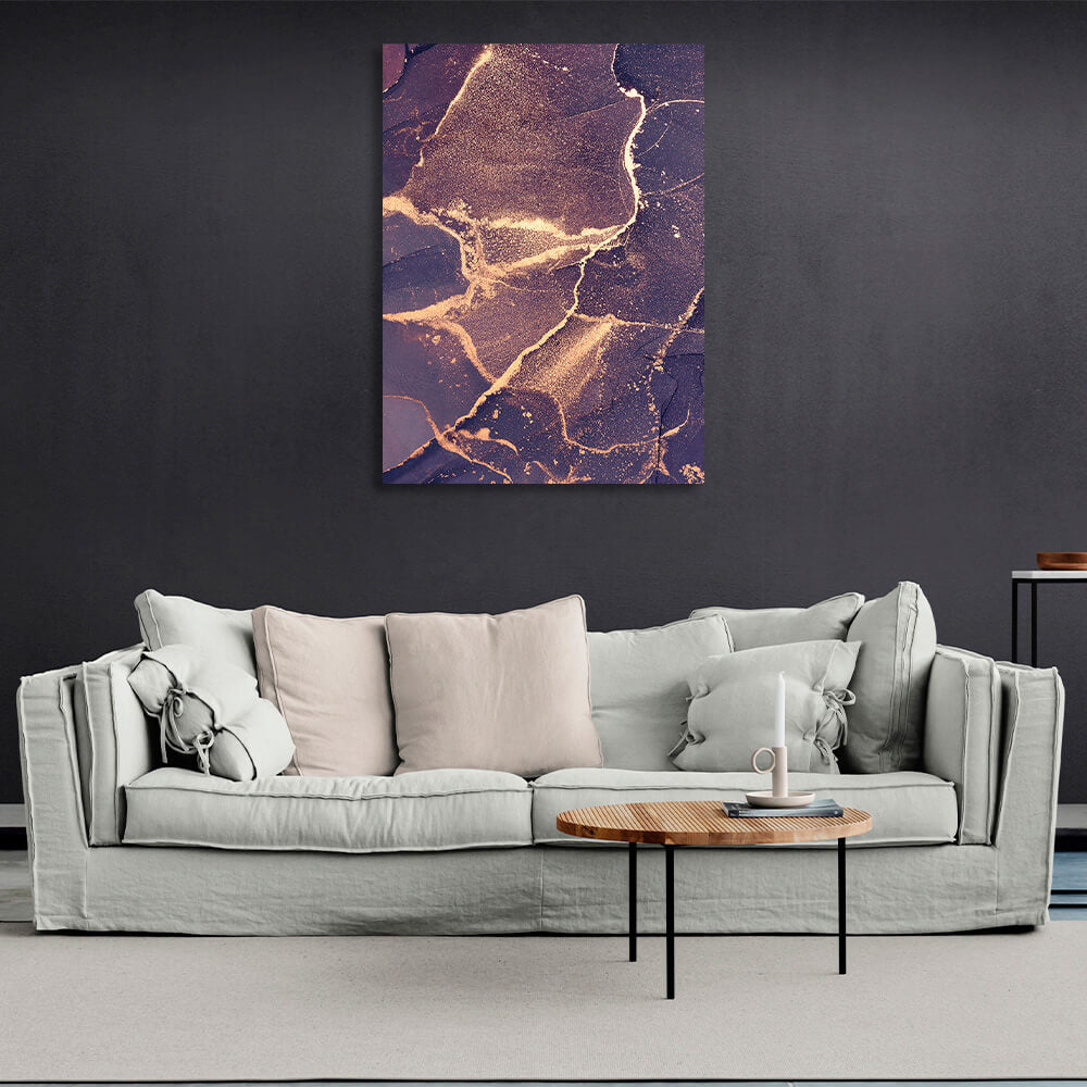 Gently purple abstract with gold lines Abstraction Canvas Wall Art Print