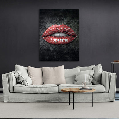 Lips LV Red Canvas Wall Art Print