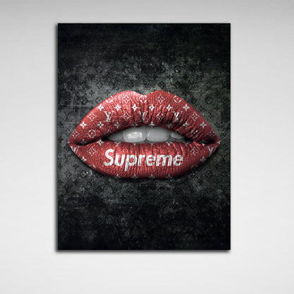 Lips LV Red Canvas Wall Art Print