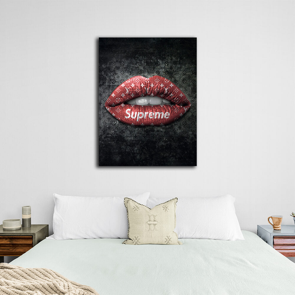 Lips LV Red Canvas Wall Art Print