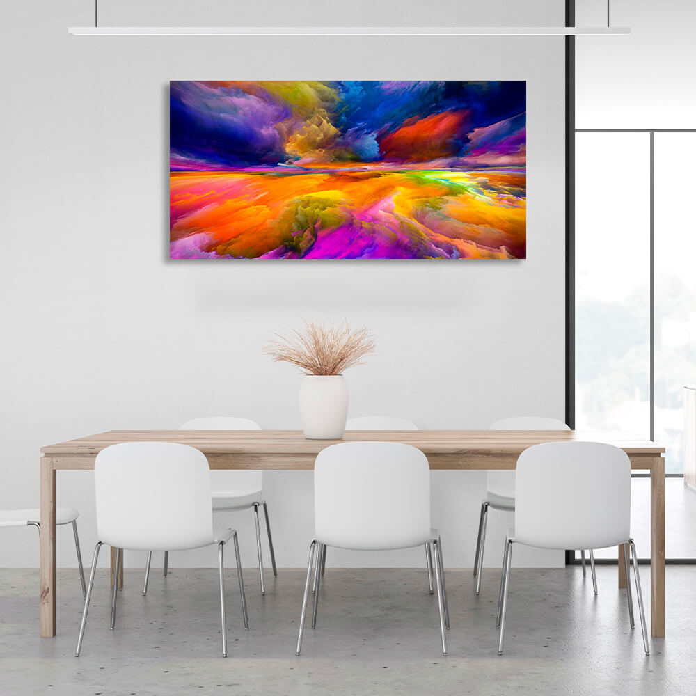 Abstraction in pink blue orange colors Abstraction Canvas Wall Art Print