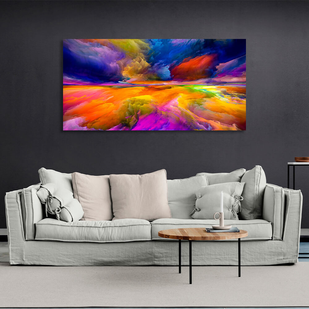 Abstraction in pink blue orange colors Abstraction Canvas Wall Art Print