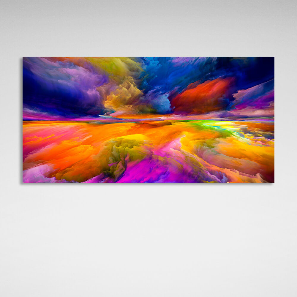 Abstraction in pink blue orange colors Abstraction Canvas Wall Art Print