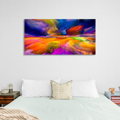 Abstraction in pink blue orange colors Abstraction Canvas Wall Art Print