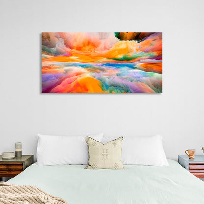 Rainbow abstraction with a central orange color Abstraction Canvas Wall Art Print